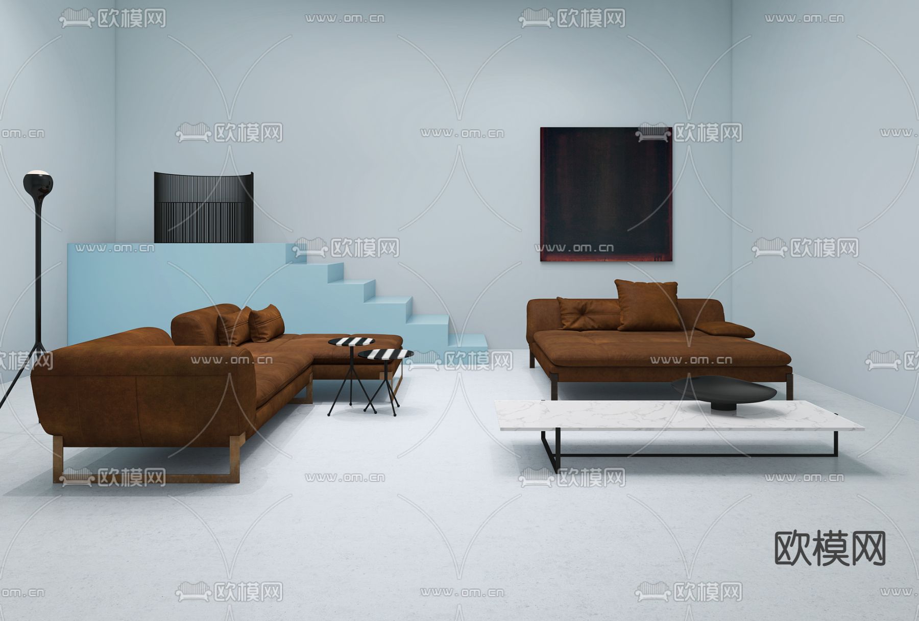 意大利Baxter品牌 现代布艺转角沙发组合su模型下载