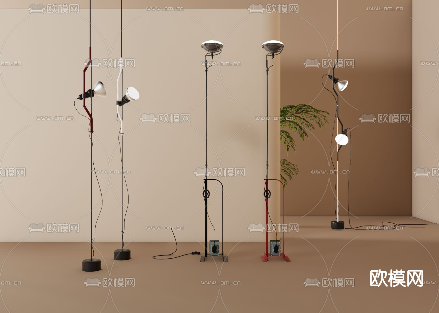 工业风落地灯su模型下载（渲染图1）