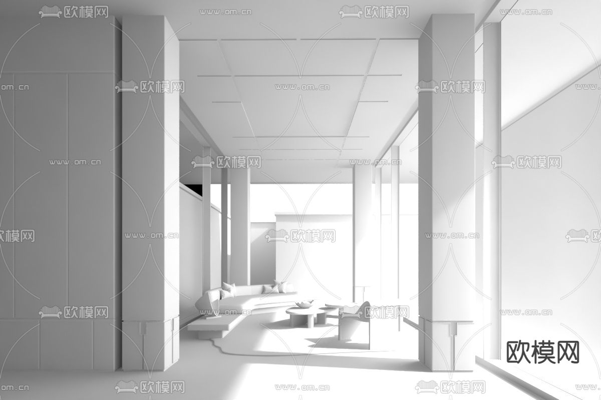 壹新设计 售楼处接待室3d模型下载（渲染图2）