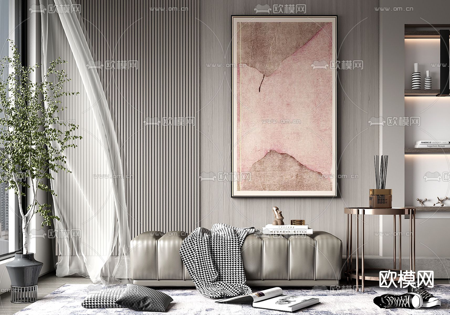 轻奢沙发凳 床尾凳 脚踏3d模型下载