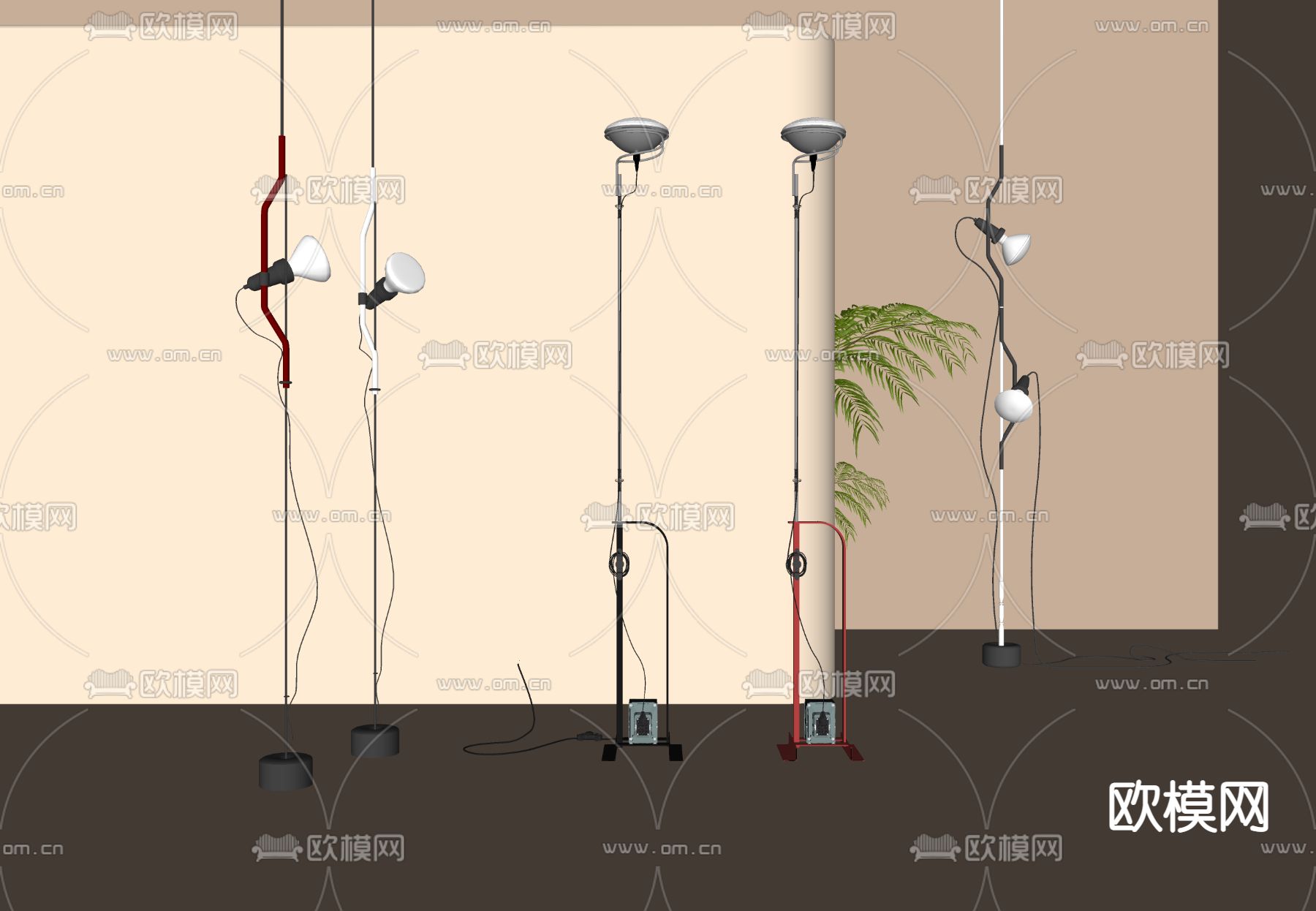 工业风落地灯su模型下载（渲染图2）