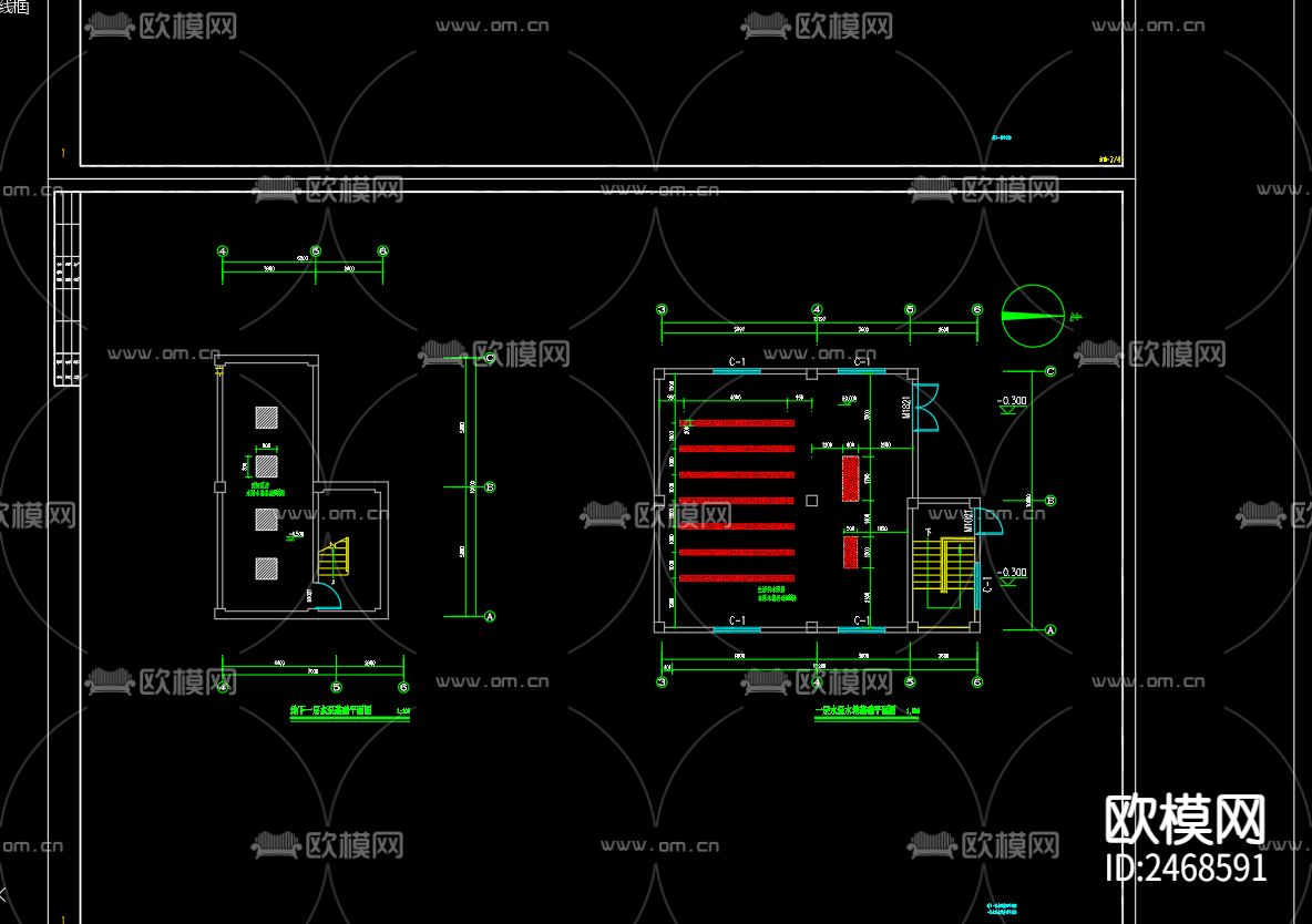 上塘龙井小区二次供水泵房给排水CAD施工图下载（渲染图2）