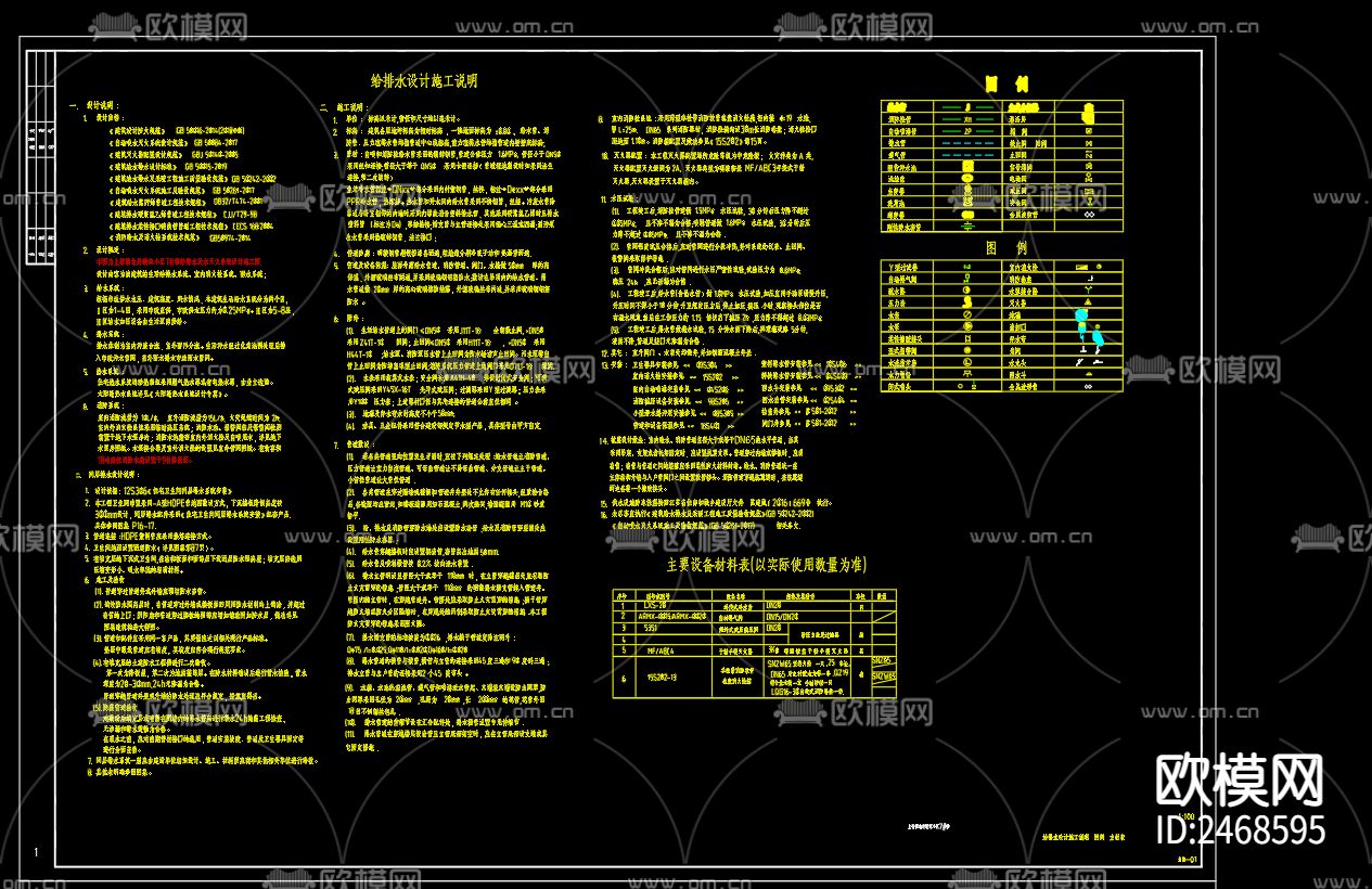 上塘龙井新苑7号8号给排水CAD施工图下载（渲染图2）