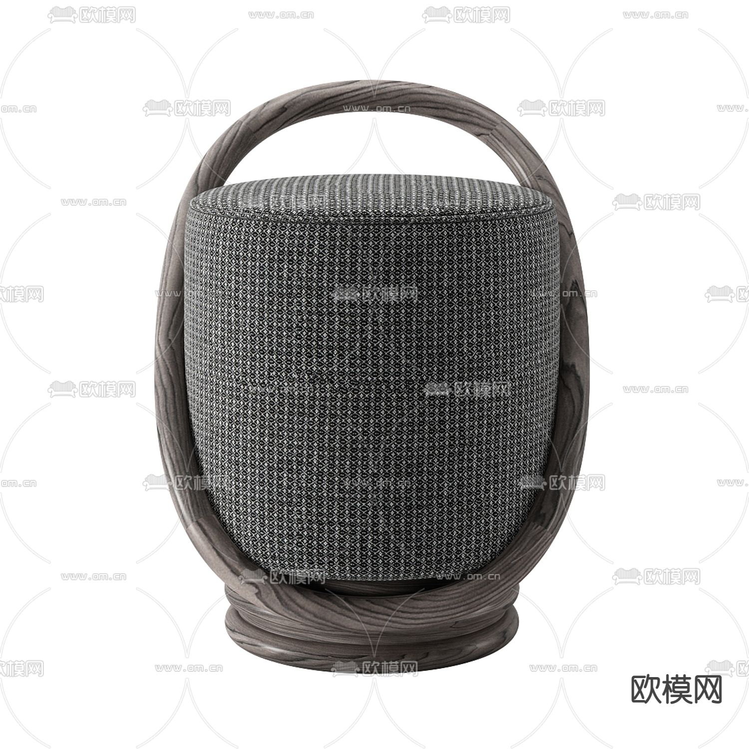 新中式轻奢实木布艺圆凳免费3d模型下载