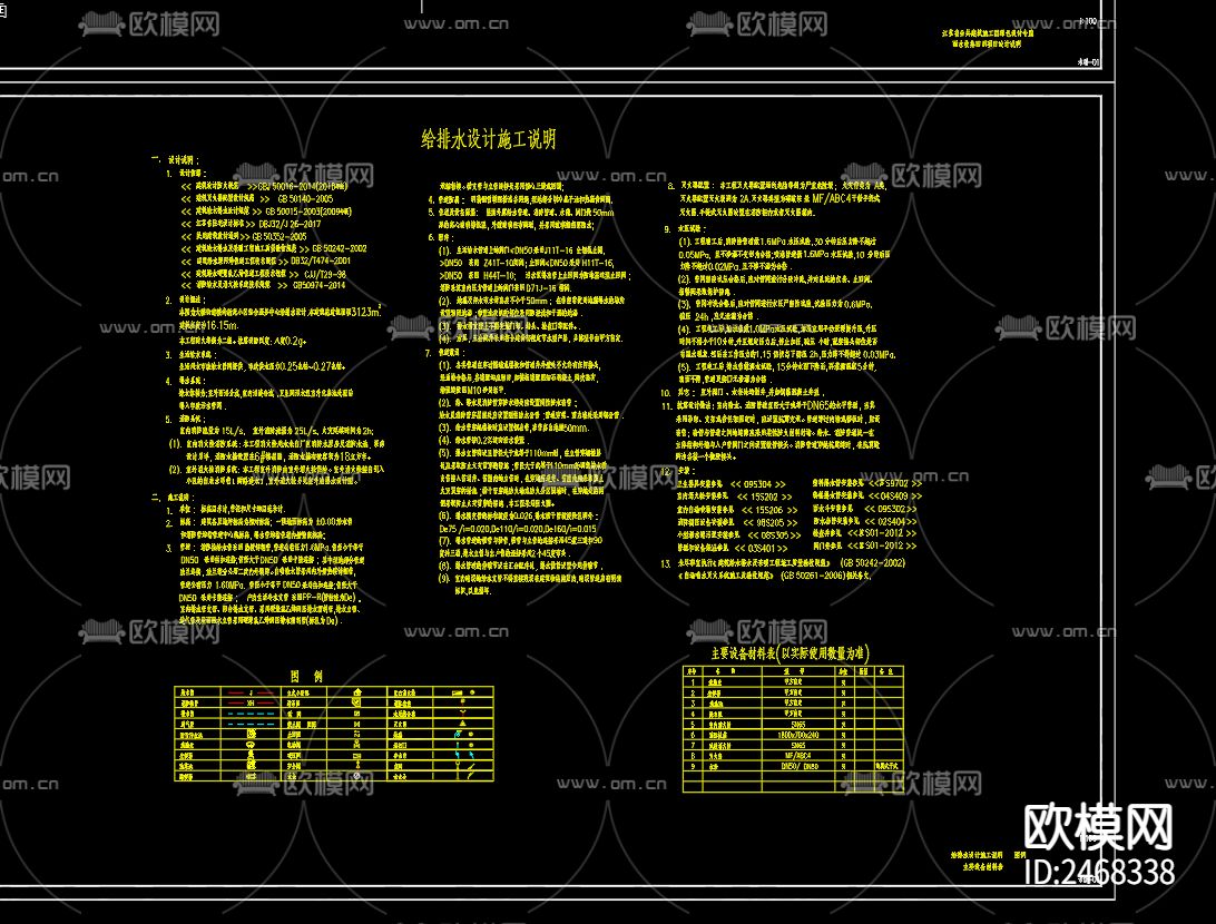新苑小区综合服务中心给排水CAD施工图下载（渲染图2）