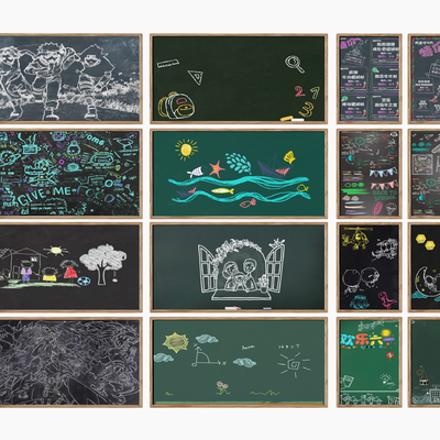  黑板涂鸦 粉笔画su模型 