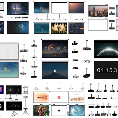  投影仪 幕布 支架电视su模型 