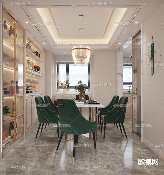 美式客餐厅3d模型下载(渲染图6)