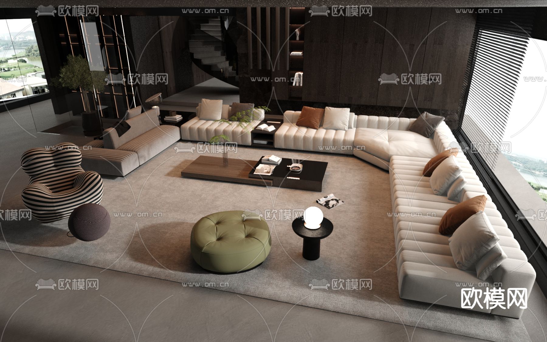 米洛提Minotti 组合沙发su模型下载_ID12295310_sketchup模型下载-欧模网