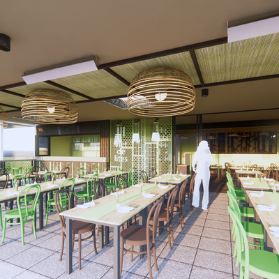  东南亚中餐厅su模型 