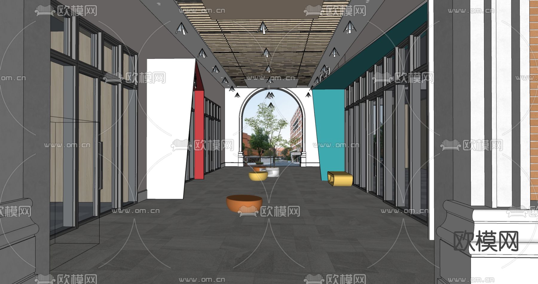 公司架空层休息区su模型下载（渲染图2）
