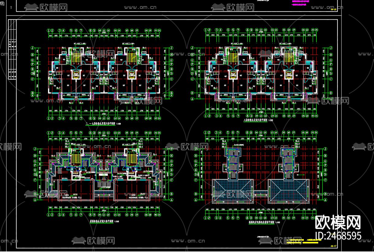 上塘龙井新苑7号8号给排水CAD施工图下载（渲染图4）