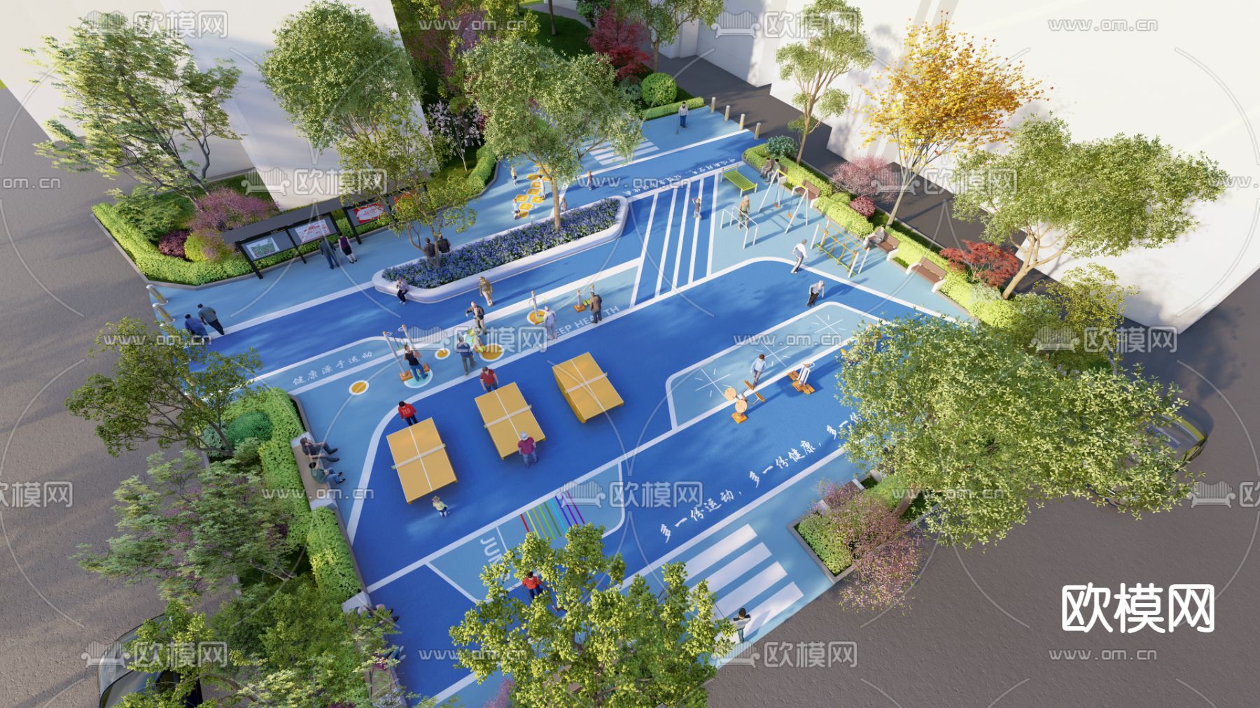 社区球场 运动区su模型