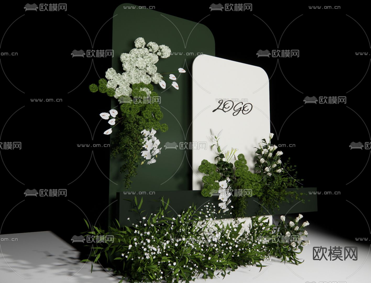 白绿色 婚庆 美陈su模型下载（渲染图2）