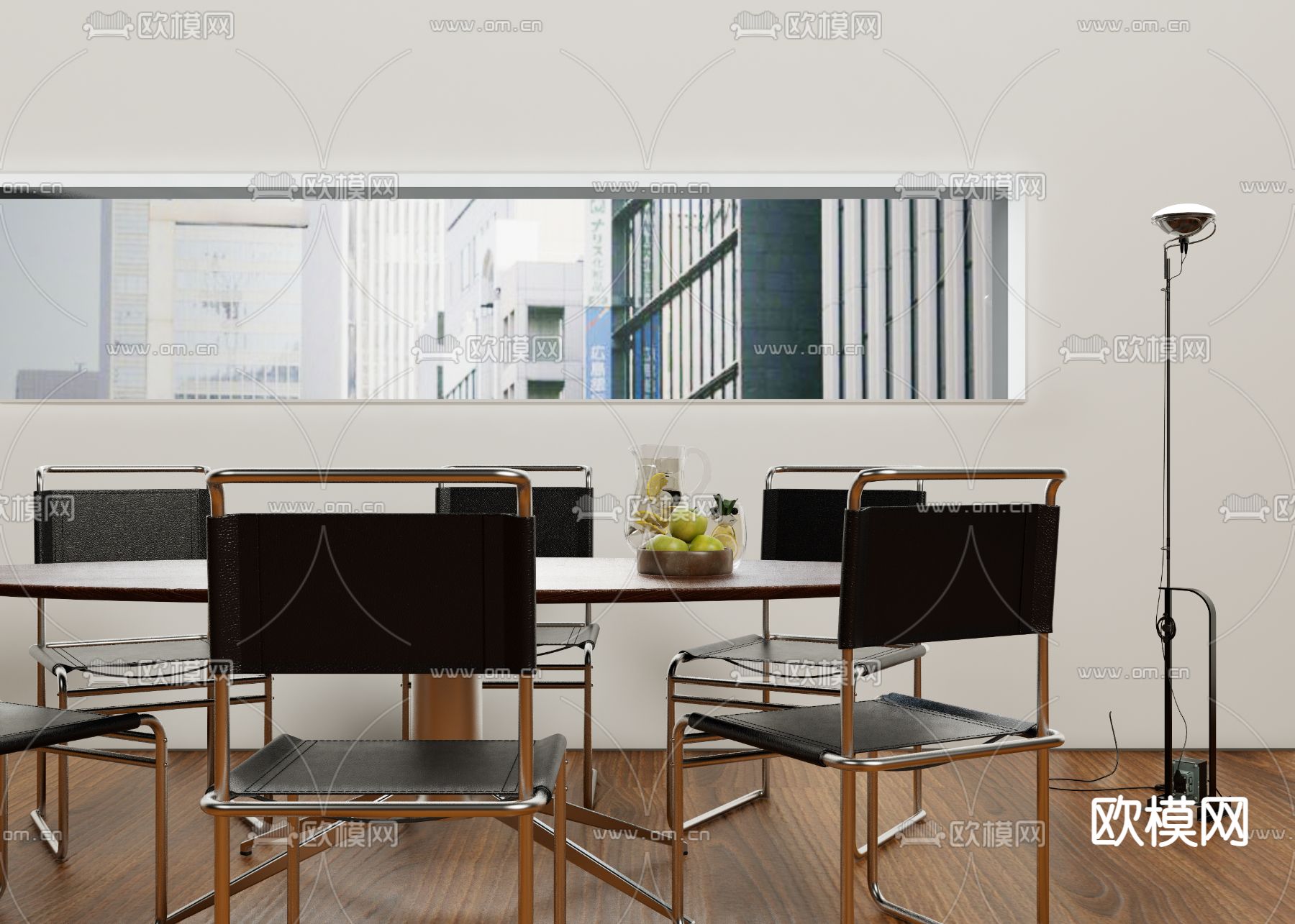 现代餐桌椅su模型下载（渲染图1）