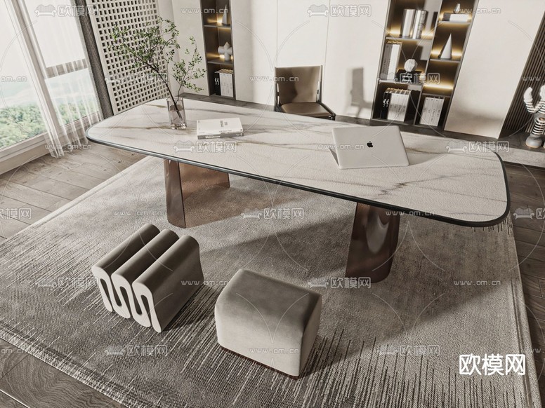 现代书桌椅3d模型下载