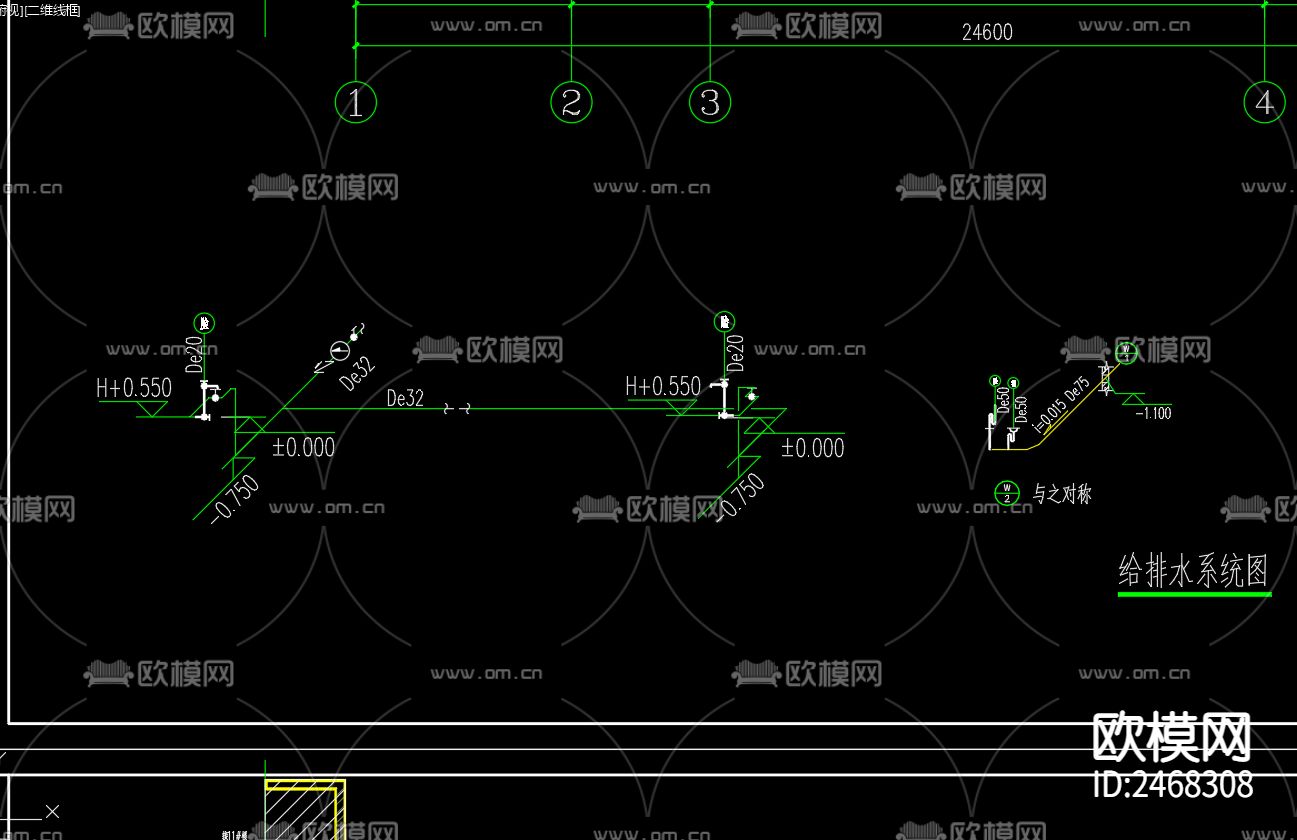 观景府南大门给排水CAD施工图下载（渲染图4）