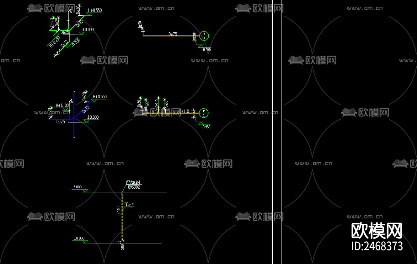 伟灏金属门卫室给排水CAD施工图下载（渲染图3）