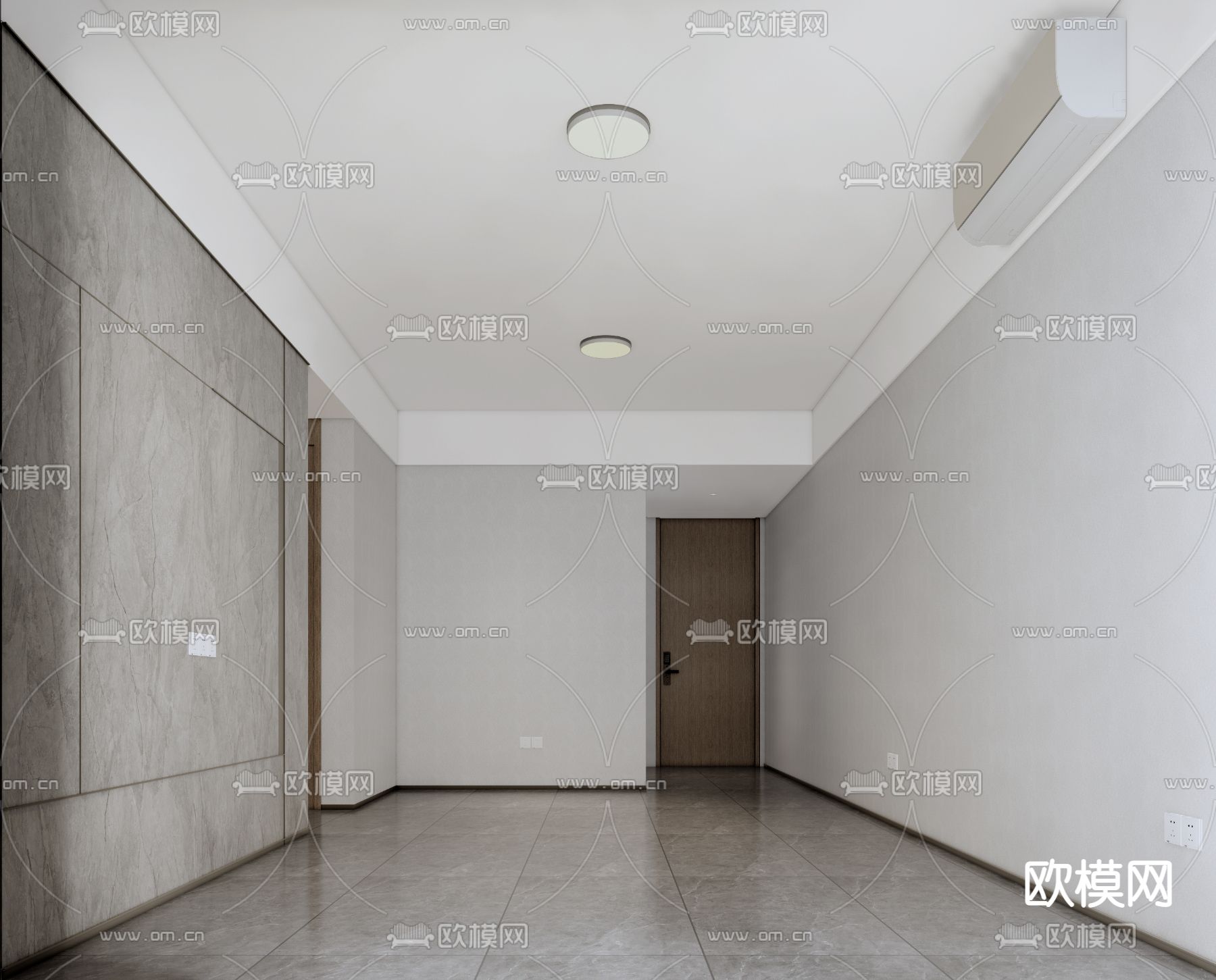 现代公寓客厅交付标准su模型下载（渲染图1）