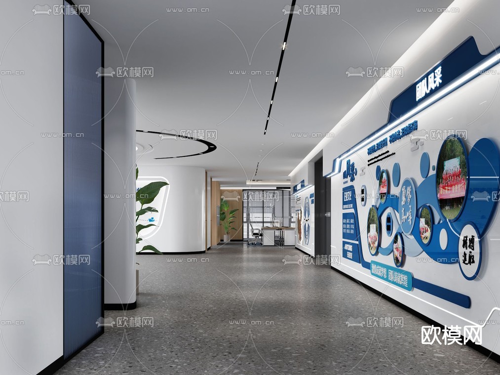 办公室走廊 过道3d模型下载_ID12295721_3dmax免费模型-欧模网