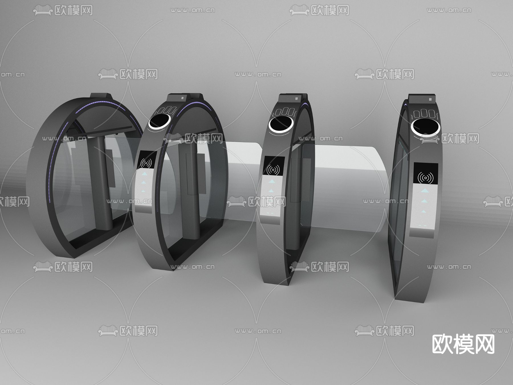 手脉黑色闸机 感应闸门3d模型下载