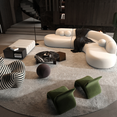  米洛提Minotti 弧形组合沙发su模型 