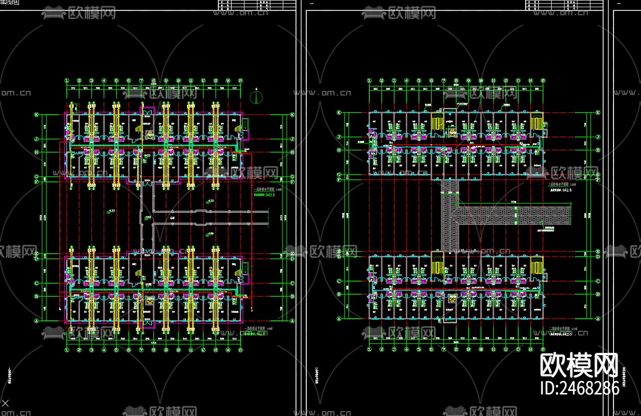 新四军四师军营给排水CAD施工图下载（渲染图4）