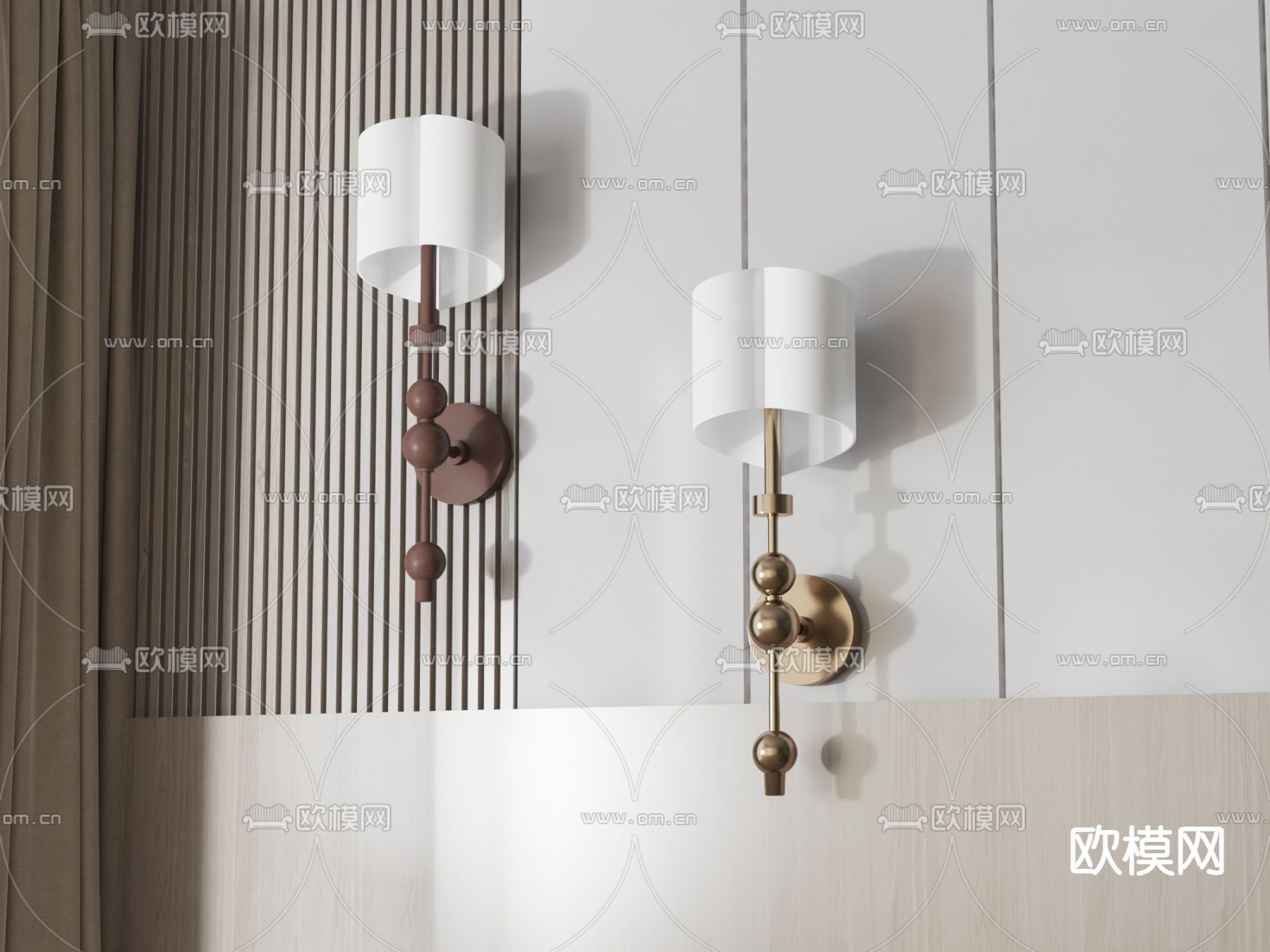 新中式壁灯3d模型下载