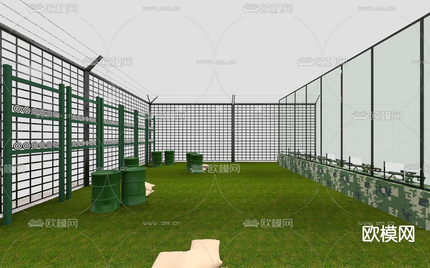 现代户外枪械设计 靶场基地su模型