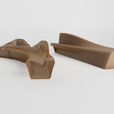  异形户外长椅 公用椅su模型 