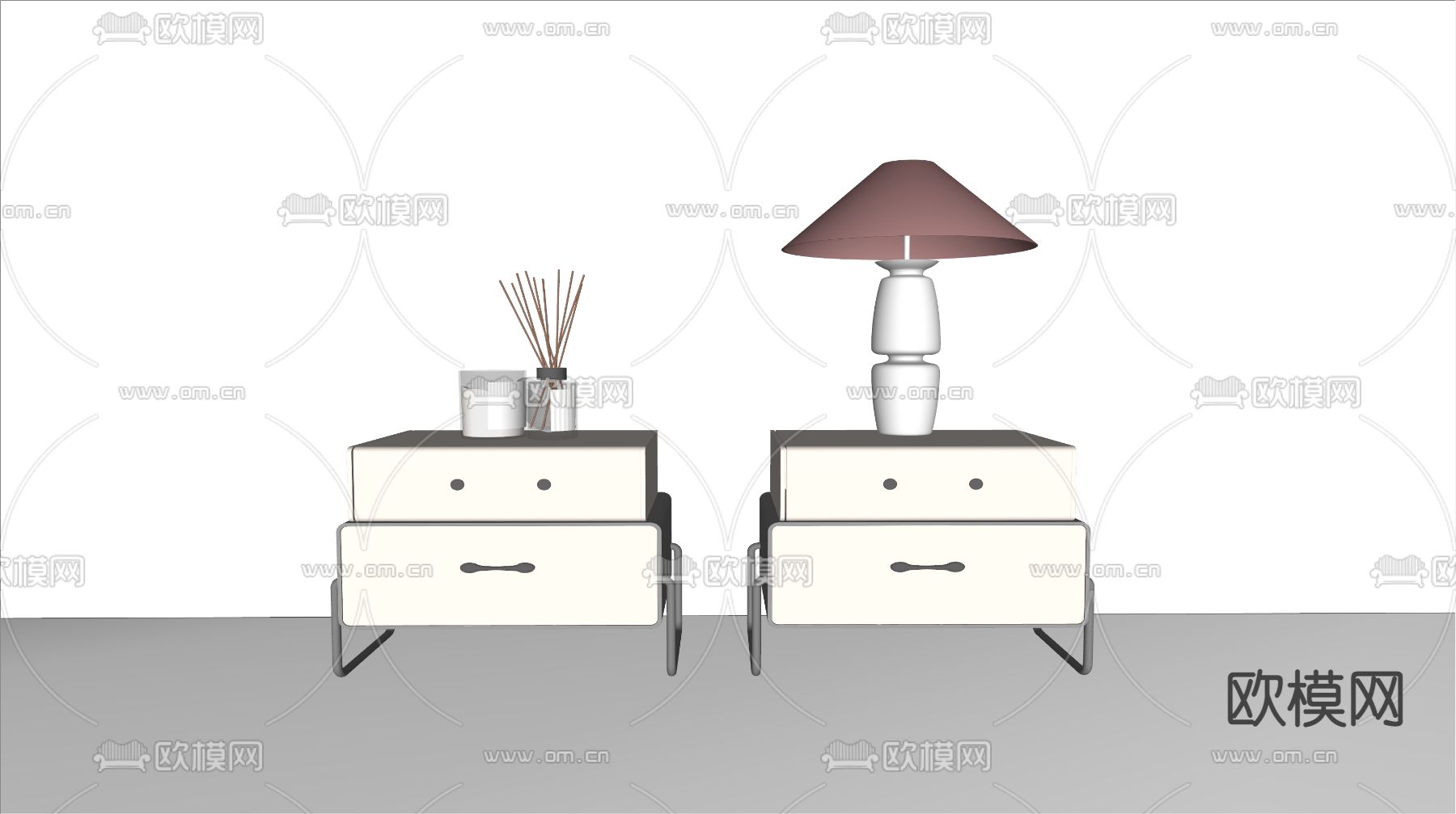 北欧床头柜su模型下载（渲染图2）