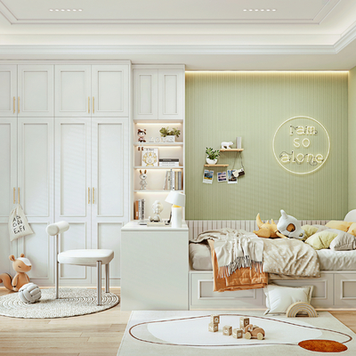  北欧榻榻米儿童房su模型 