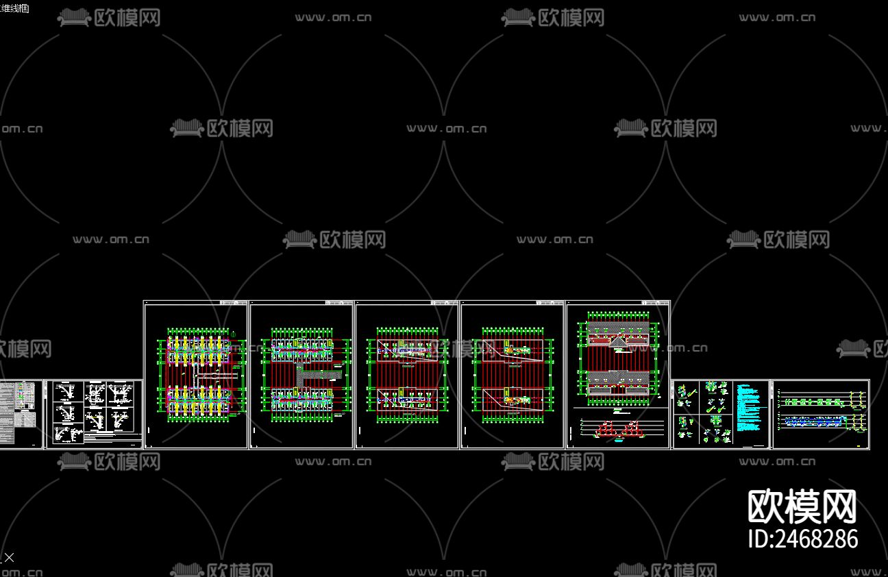 新四军四师军营给排水CAD施工图下载（渲染图1）