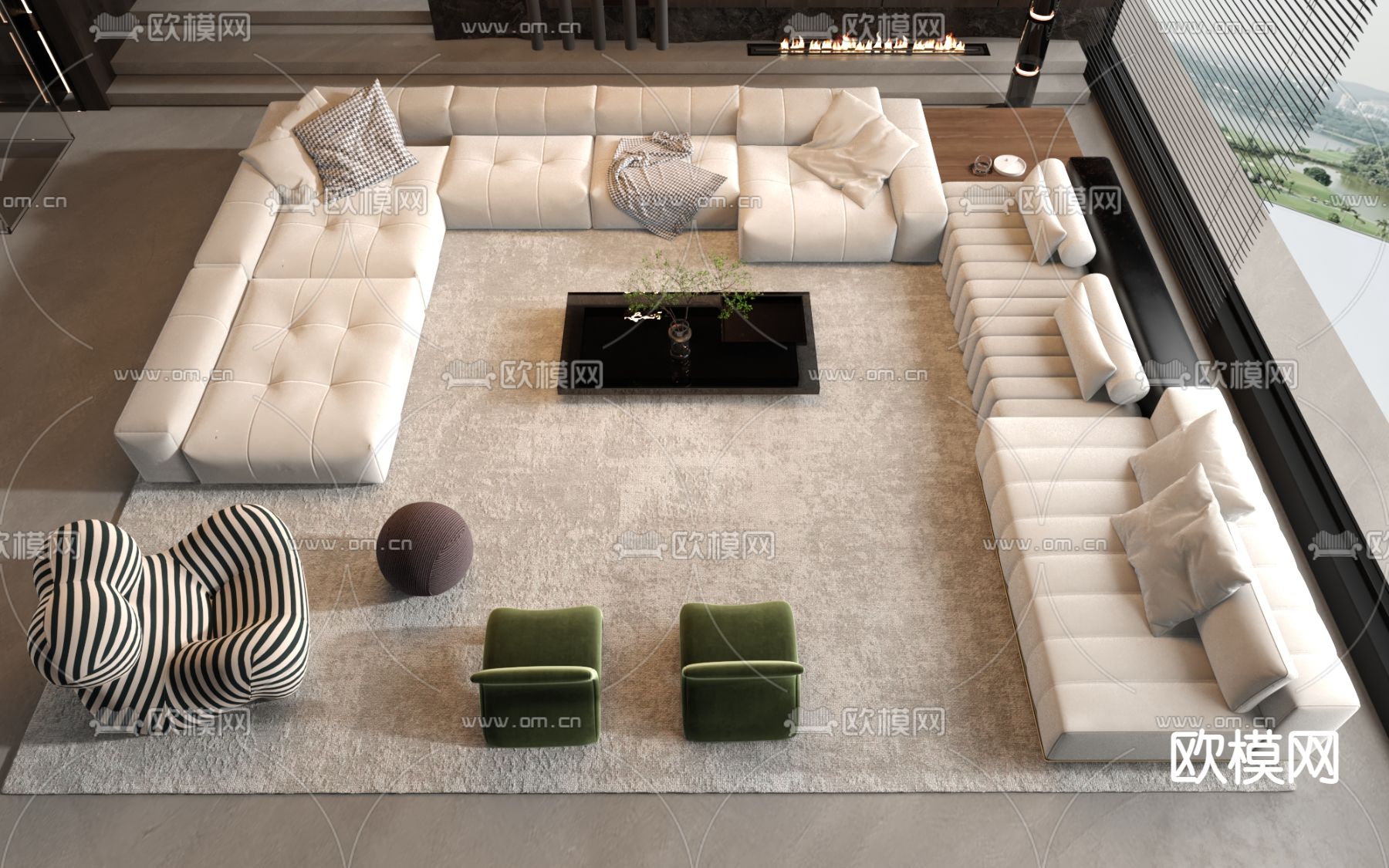 米洛提Minotti 组合沙发su模型下载_ID12295308_sketchup模型下载-欧模网