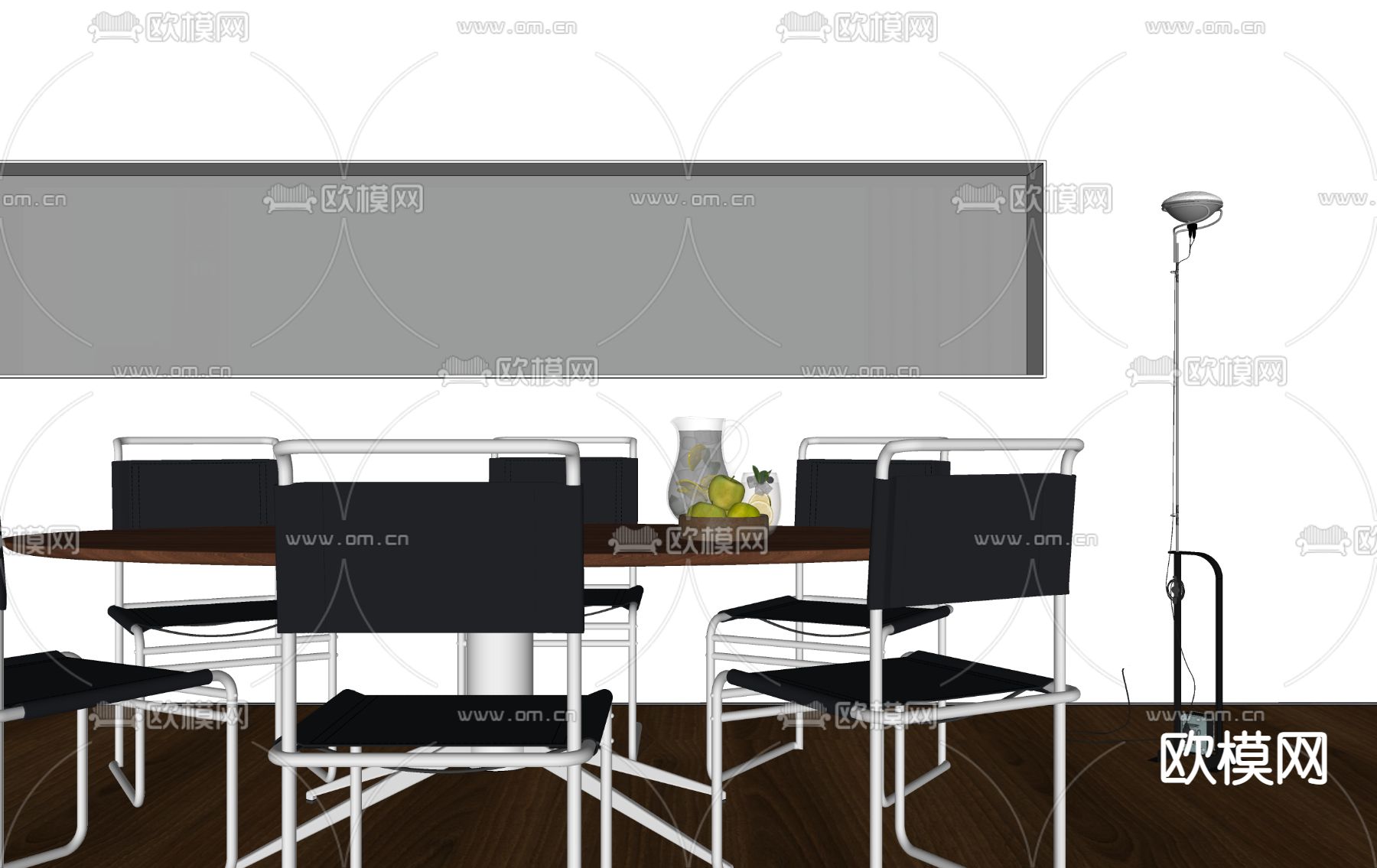现代餐桌椅su模型下载（渲染图2）
