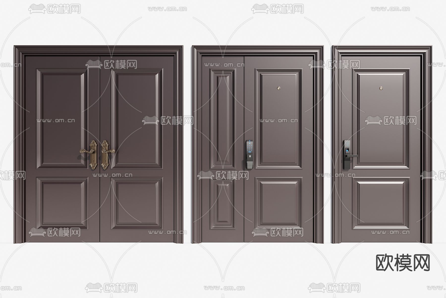 现代防盗门 入户门 双开大门su模型下载_ID12295069_sketchup模型下载-欧模网