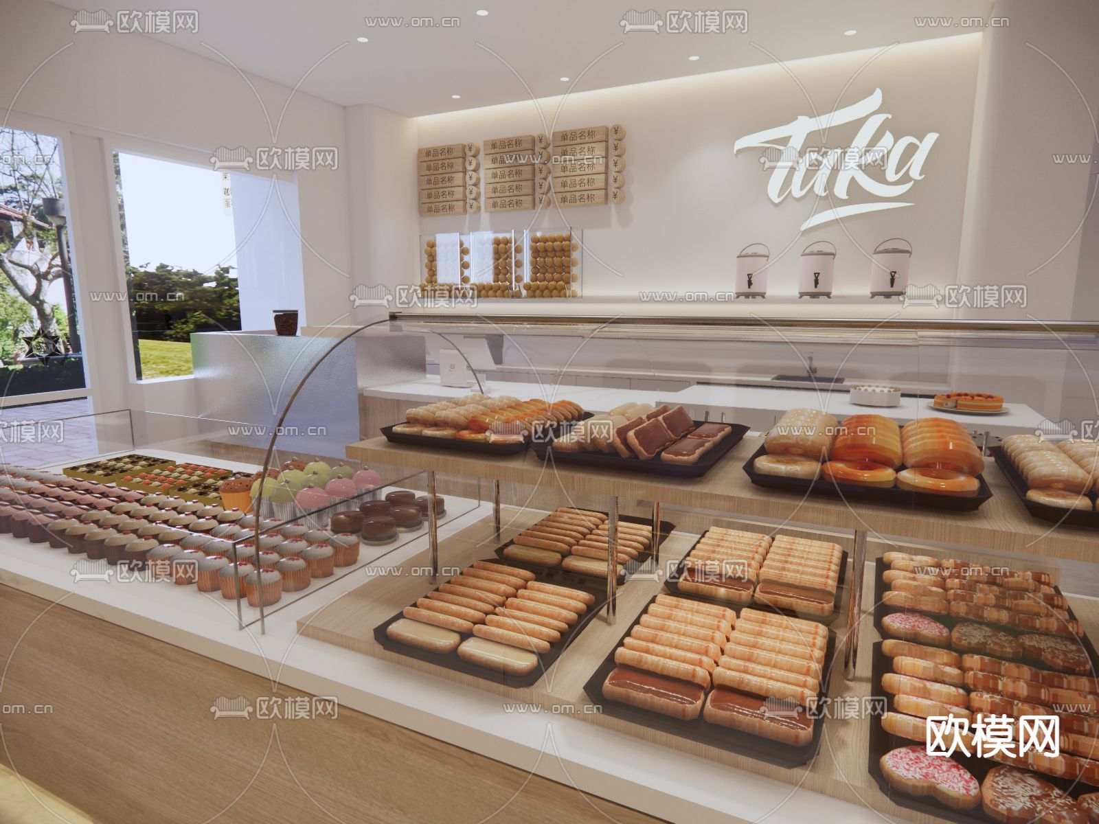 现代面包店 蛋糕店 甜品店su模型下载（渲染图2）