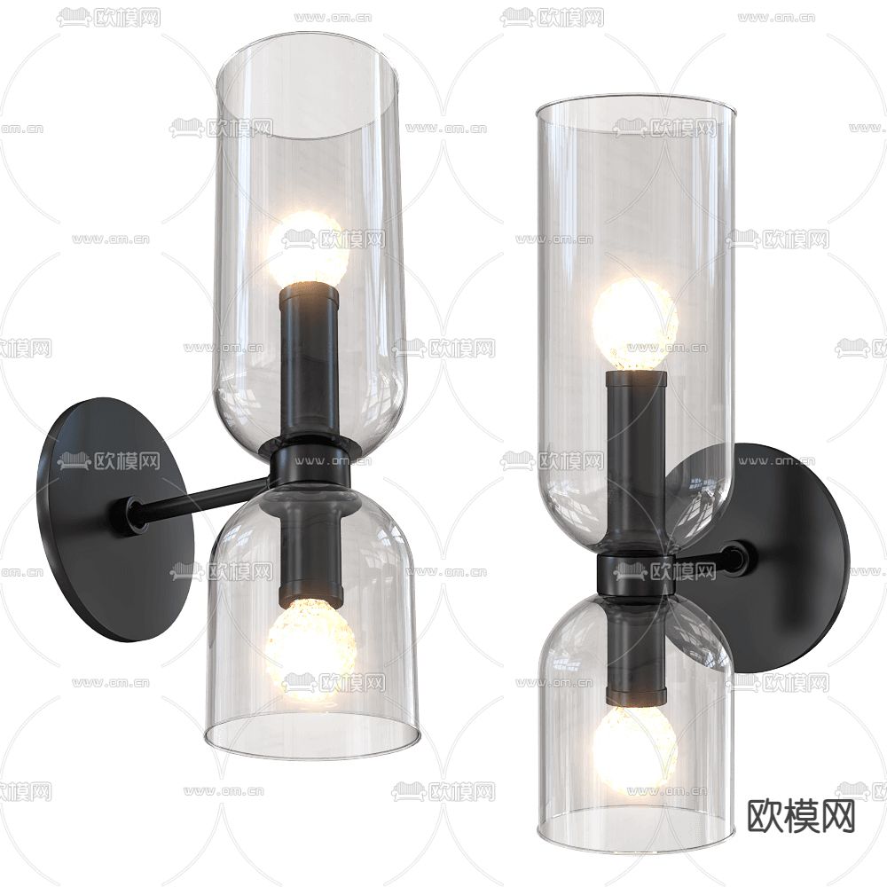 现代玻璃壁灯su模型