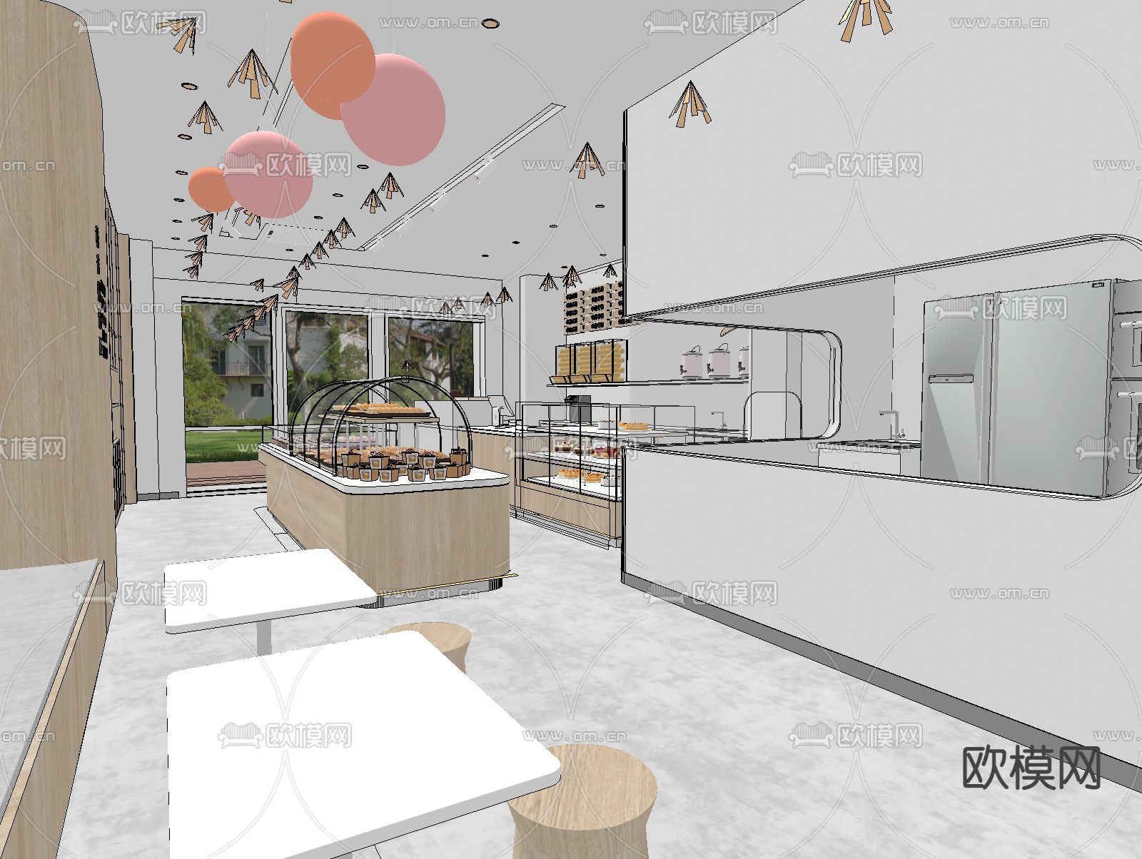 现代面包店 蛋糕店 甜品店su模型下载（渲染图3）