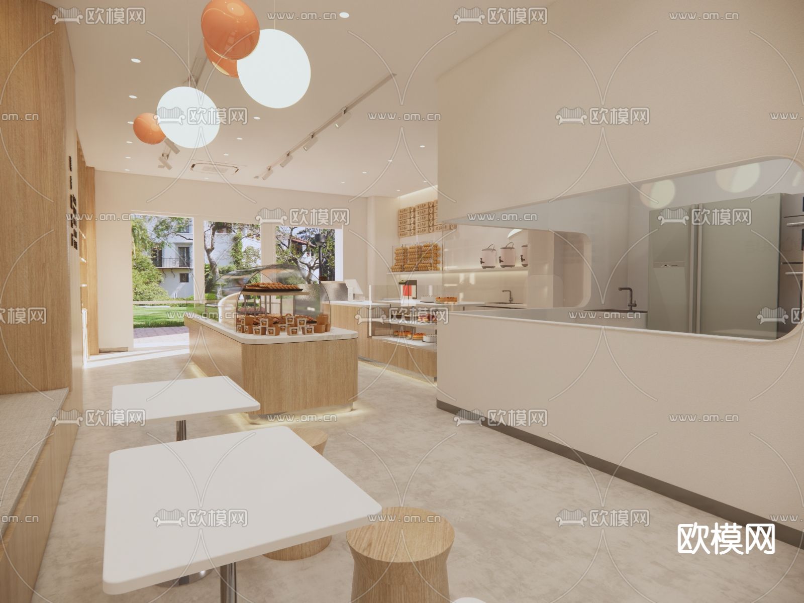 现代面包店 蛋糕店 甜品店su模型下载（渲染图1）
