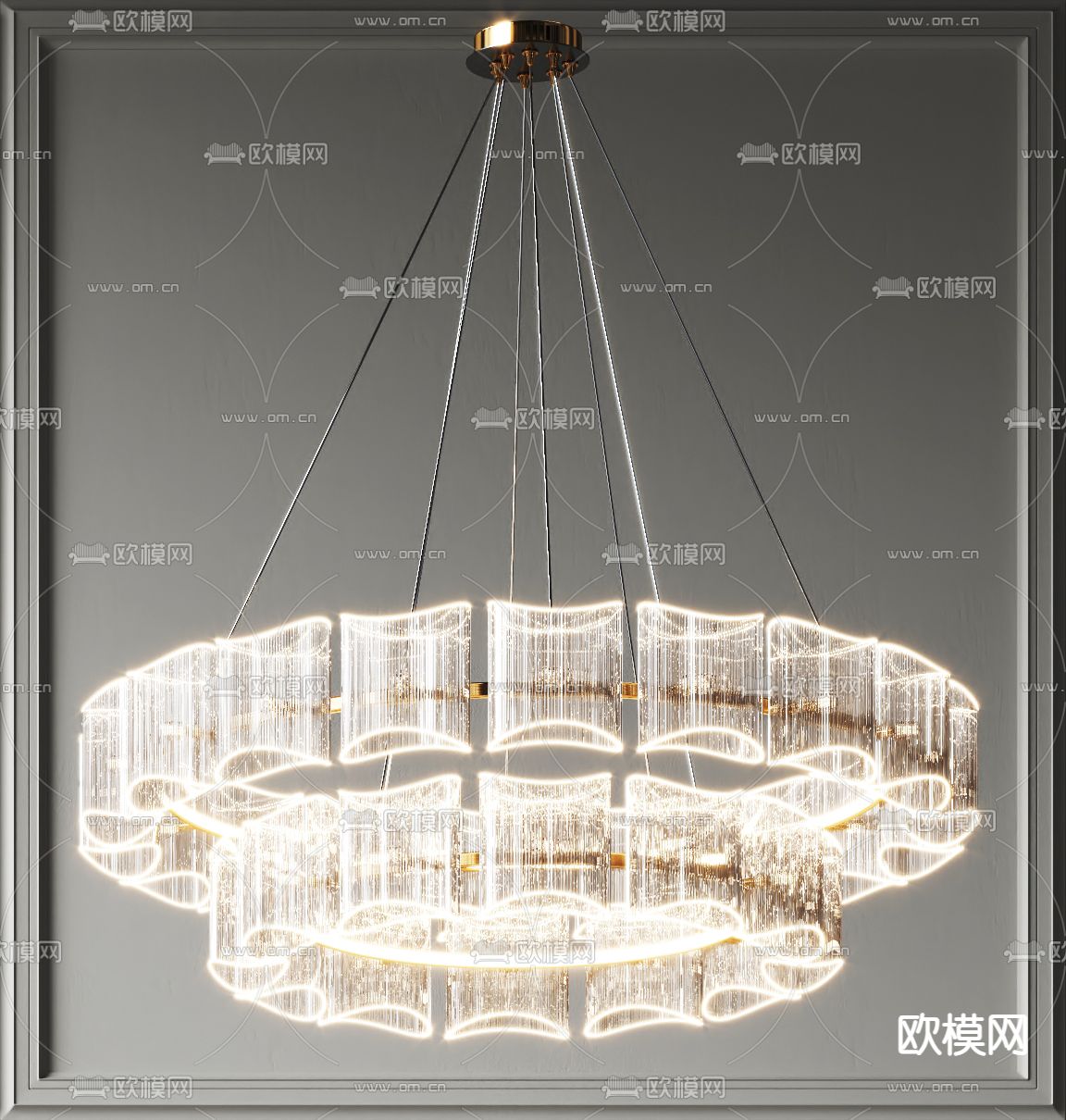 水晶吊灯 大厅灯3d模型下载（渲染图2）