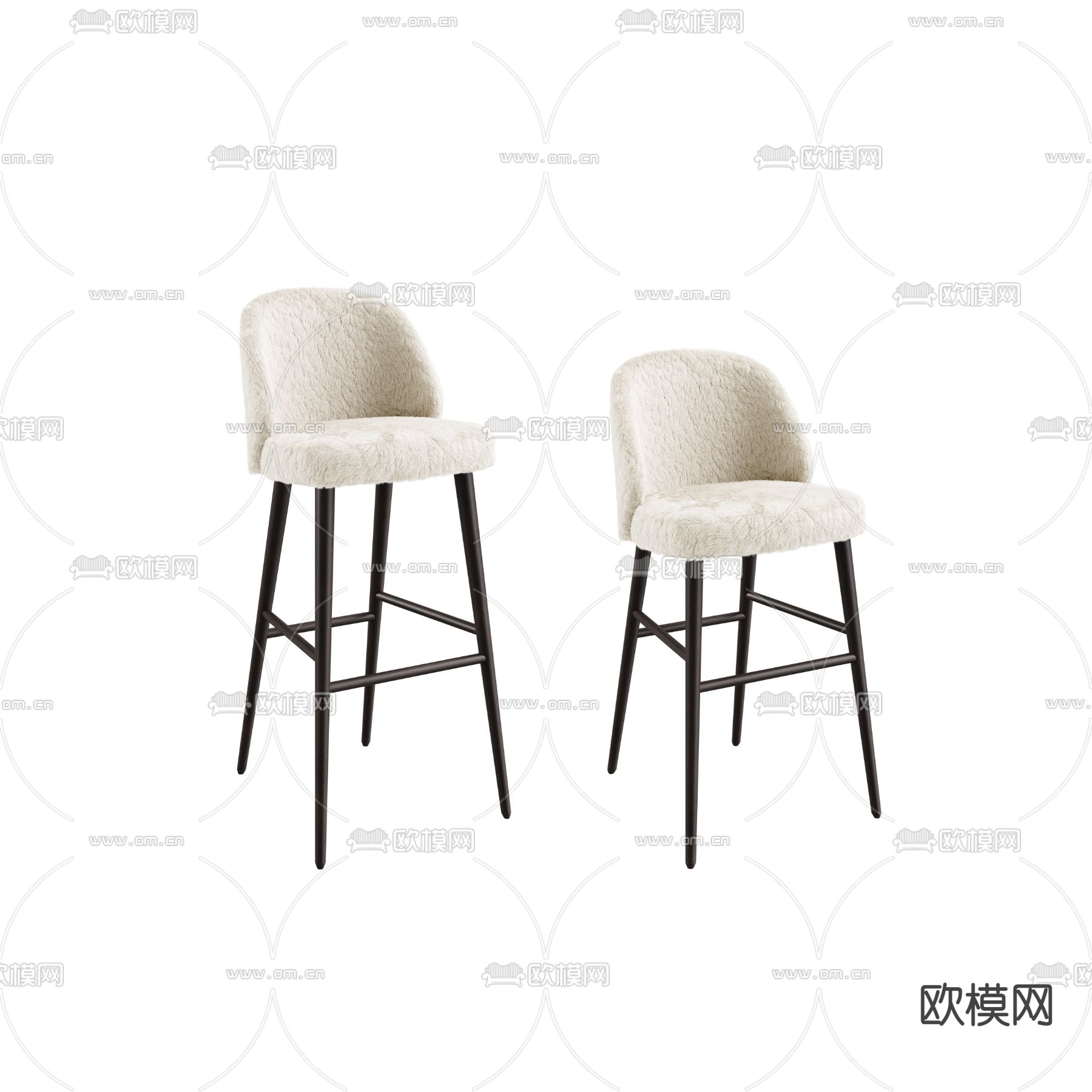 靠背吧台椅 吧椅su模型下载（渲染图1）
