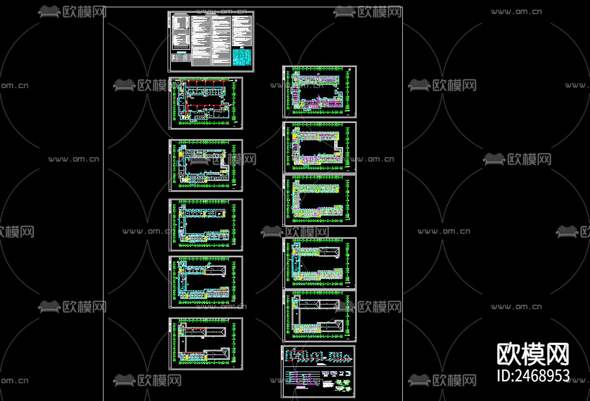 养老院B楼报消防给排水CAD施工图下载（渲染图1）