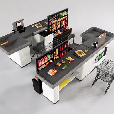  现代超市收银台su模型 