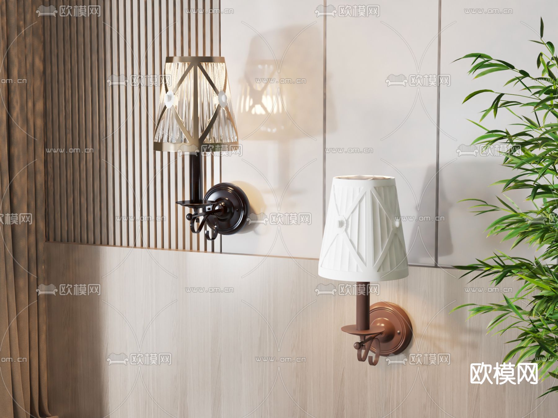简欧壁灯3d模型下载