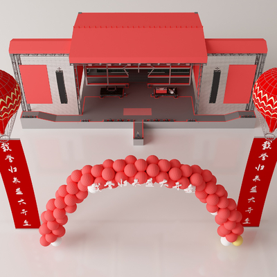  舞台 户外钢架舞台su模型 