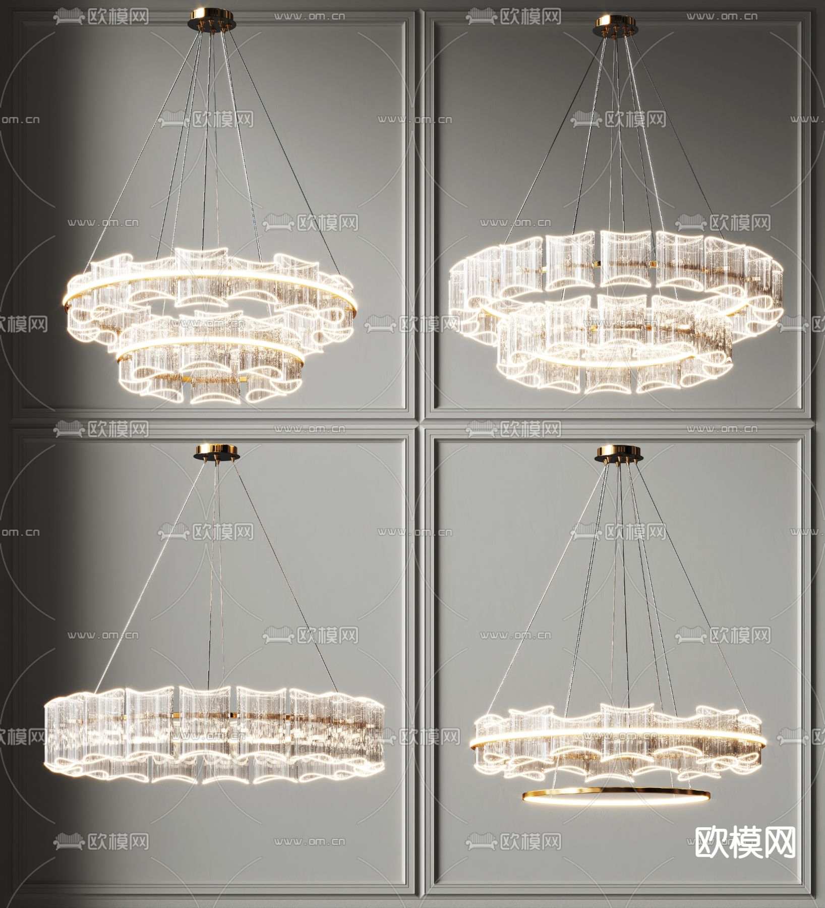 水晶吊灯 大厅灯3d模型下载（渲染图1）