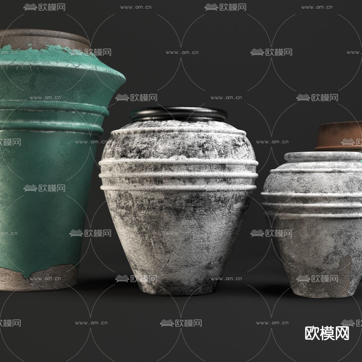 中式陶罐 器皿3d模型下载（渲染图3）