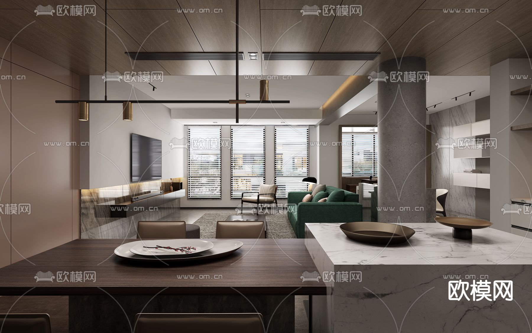 现代客餐厅su模型