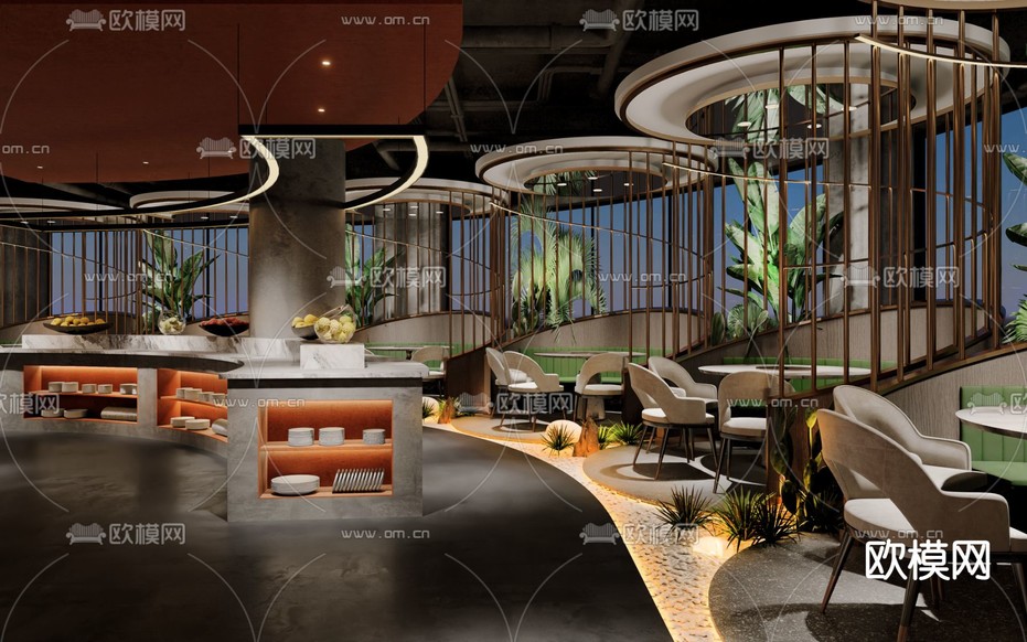 火鍋店 中餐廳3d模型下載(渲染圖5)